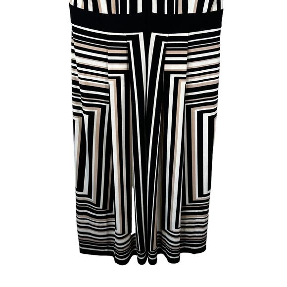 London Times Women's Striped Knee Jersey Midi Dress Black Taupe Career Office - Picture 8 of 11